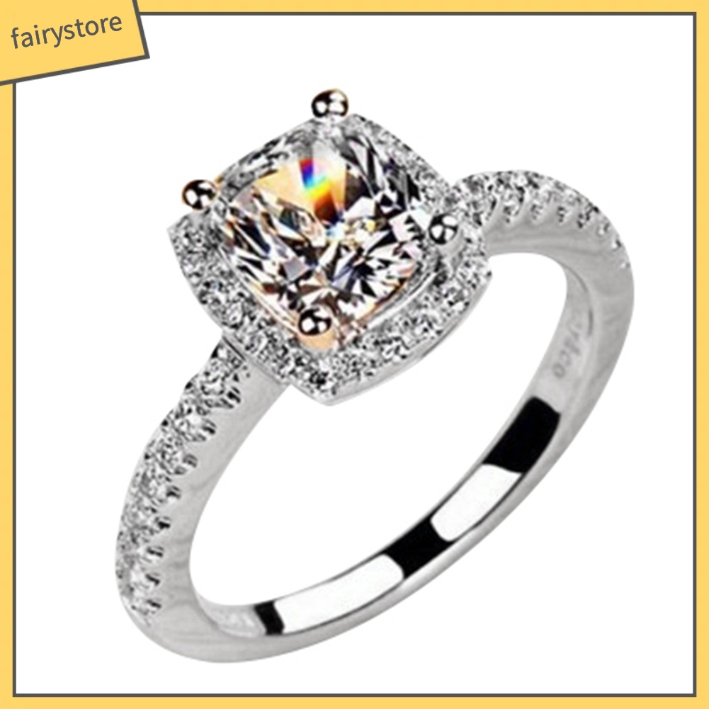 Nhẫn Đính Hôn Đính Đá Nhân Tạo Thời Trang Dành Cho Nữ