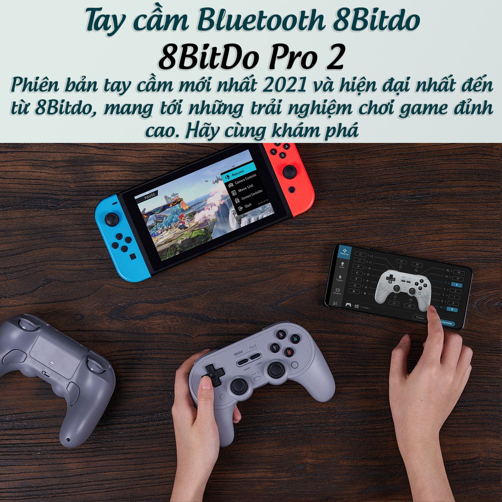 Tay cầm chơi game Bluetooth 8Bitdo Pro 2 Classic cho Nintendo Switch, Windows, Mac, Điện thoại