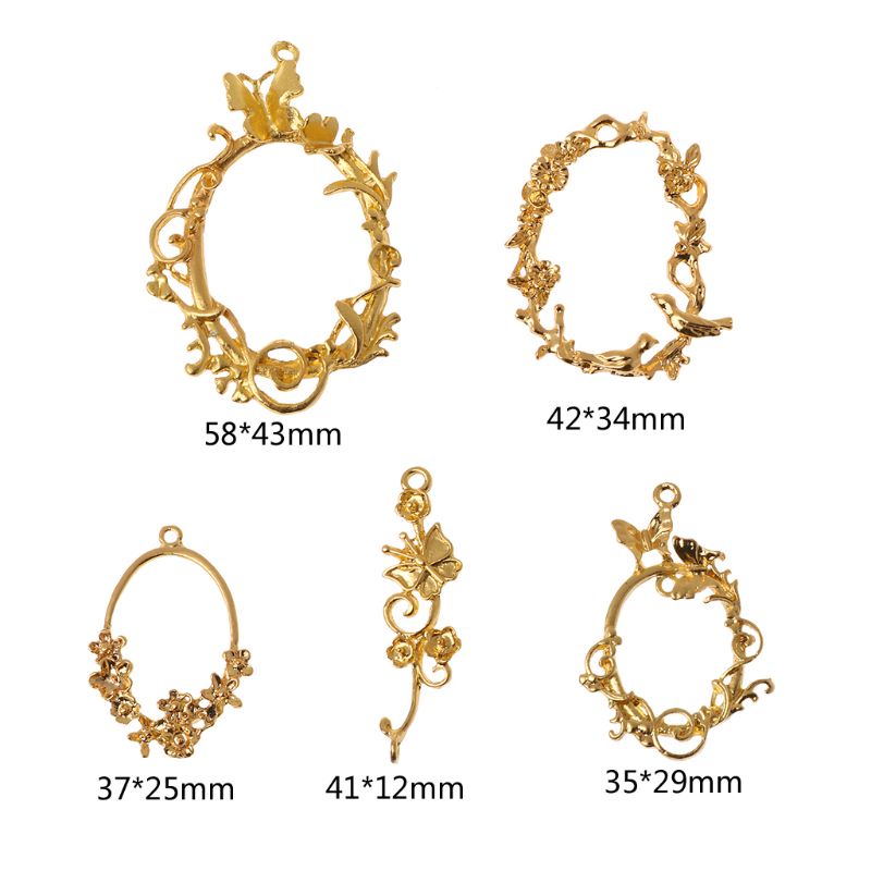 Set 5 Khung Mặt Dây Chuyền Hình Bông Hoa Dùng Làm Trang Sức DIY