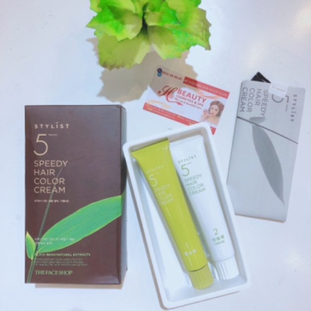 Kem nhuộm tóc thiên nhên thơm nhẹ nhàng The Face Shop Stylish 5 MINUTES Speedy Hair Color Cream Natural Brown