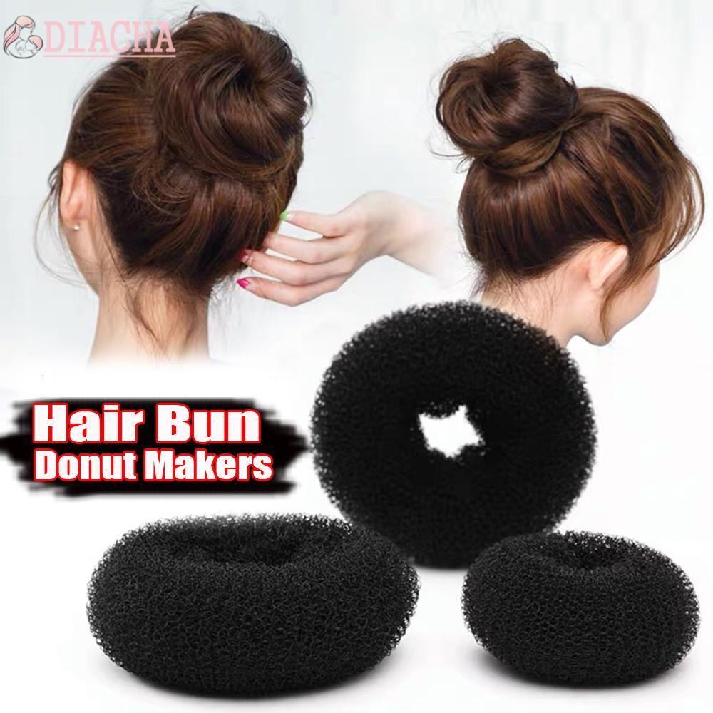 Dụng cụ tạo kiểu tóc búi hình bánh donut cỡ nhỏ vừa lớn màu đen cà phê/nâu nhiều màu tùy chọn cho nữ