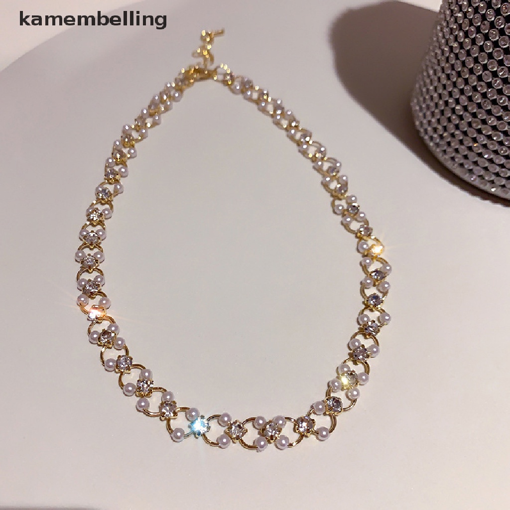 Vòng cổ Choker Hàn Quốc Dát Đá Ngọc Trai Thời Trang Mới Cho Nữ EN