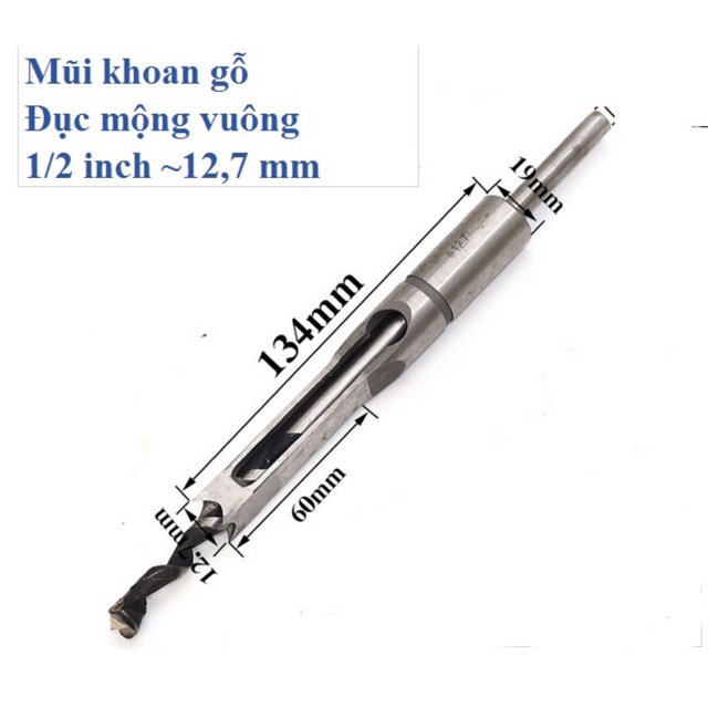 Mũi khoan gỗ đục mộng vuông 12,7mm