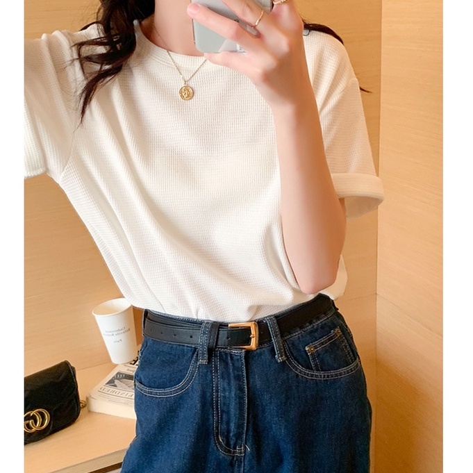 Áo Thun Ngắn Tay Dáng Rộng Màu Xanh Lá 49600 Dễ Phối Đồ