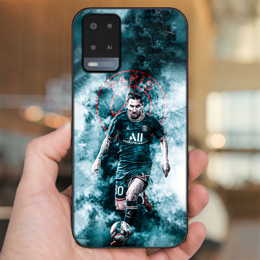 Ốp lưng Oppo A54 4G, A54 5G viền đen in hình Lionel Messi Barcelona PSG