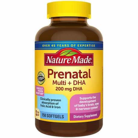 Viên uống vitamin bà bầu Nature Made prenatal multi DHA 150v Date xa - HÀNG CHUẨN