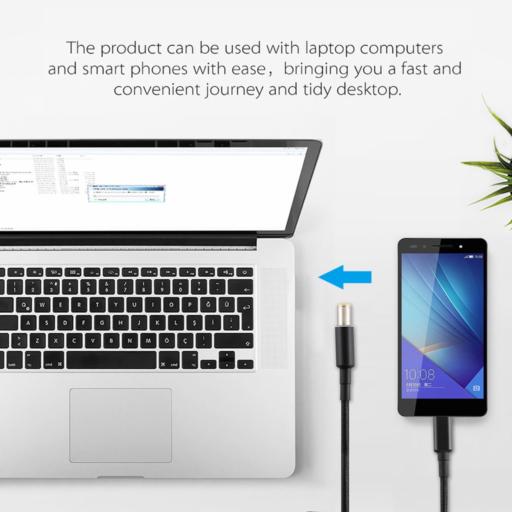 Cáp sạc USB Type-C sang DC laptop PD max 100W | BigBuy360 - bigbuy360.vn