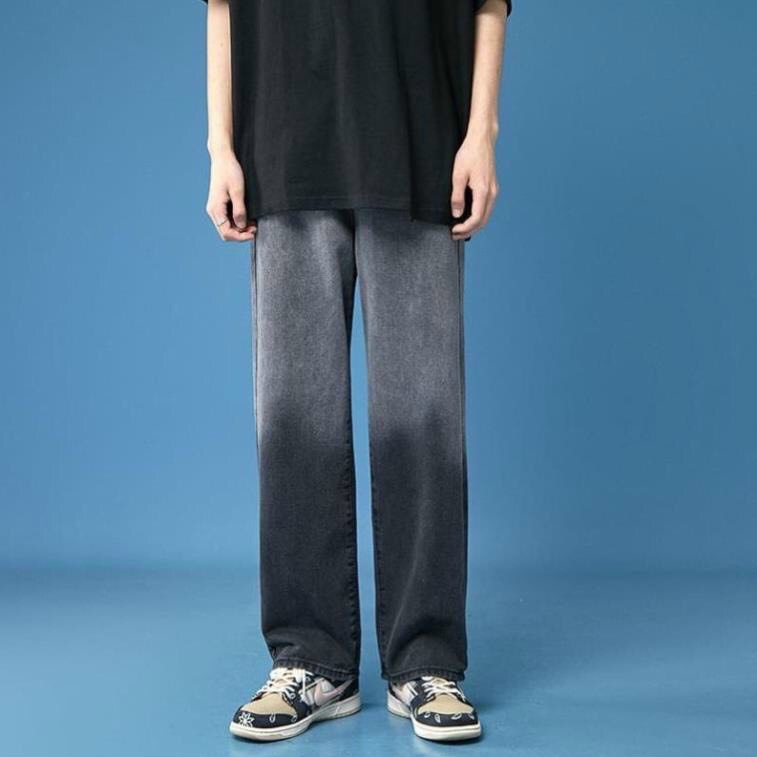 Quần Jean Suông Rộng Loang Màu Unisex Nam Nữ Chất Dày Không Co Giãn