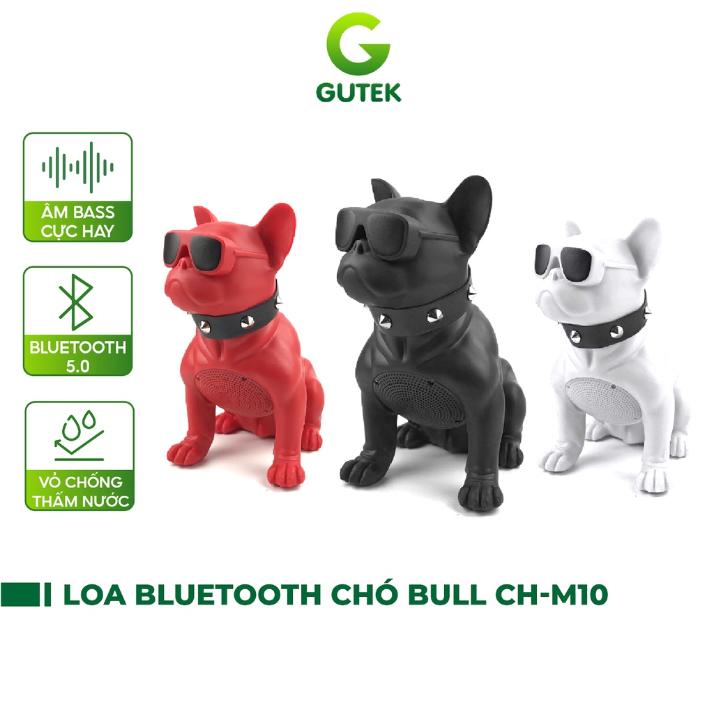 Loa bluetooth nghe nhạc siêu bass không dây Gutek CH-M10 hình con chó Bull