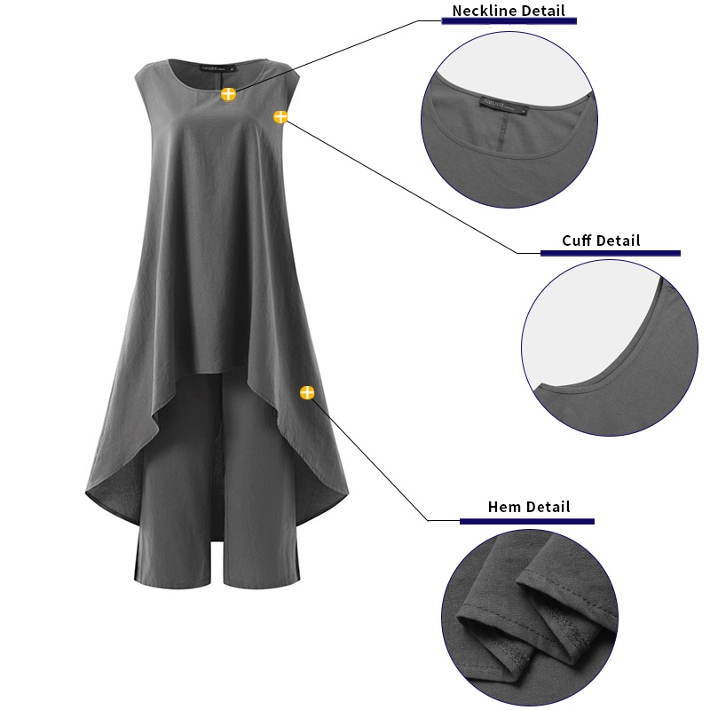 Set áo không tay kèm quần ngắn Zanzea thời trang cho nữ