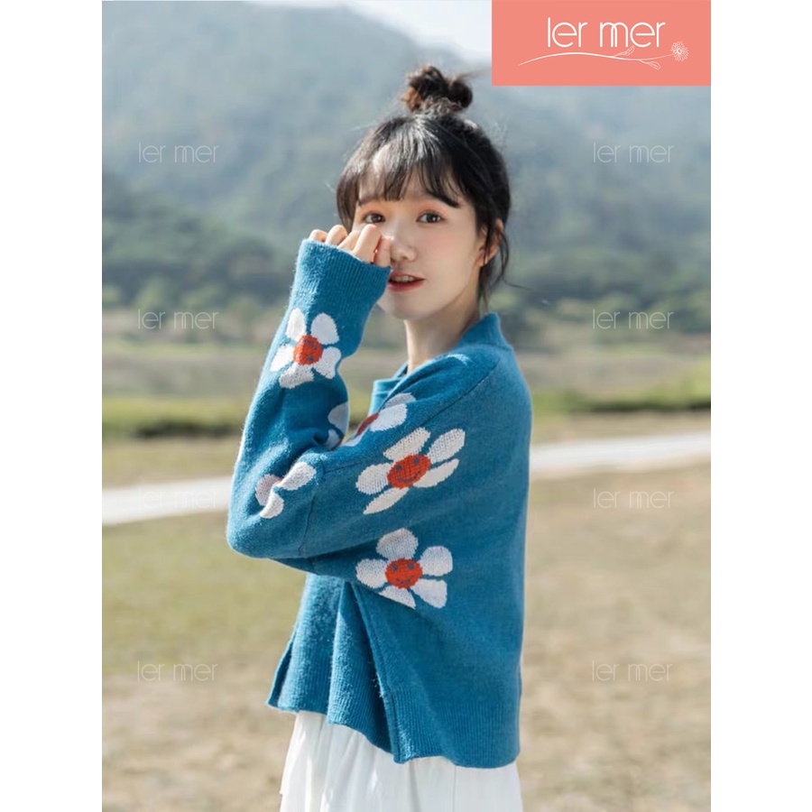 Áo cardigan bông hoa nhỏ nữ tính nhà Ler Mer 🌼 Áo cardigan phong cách Hàn Quốc