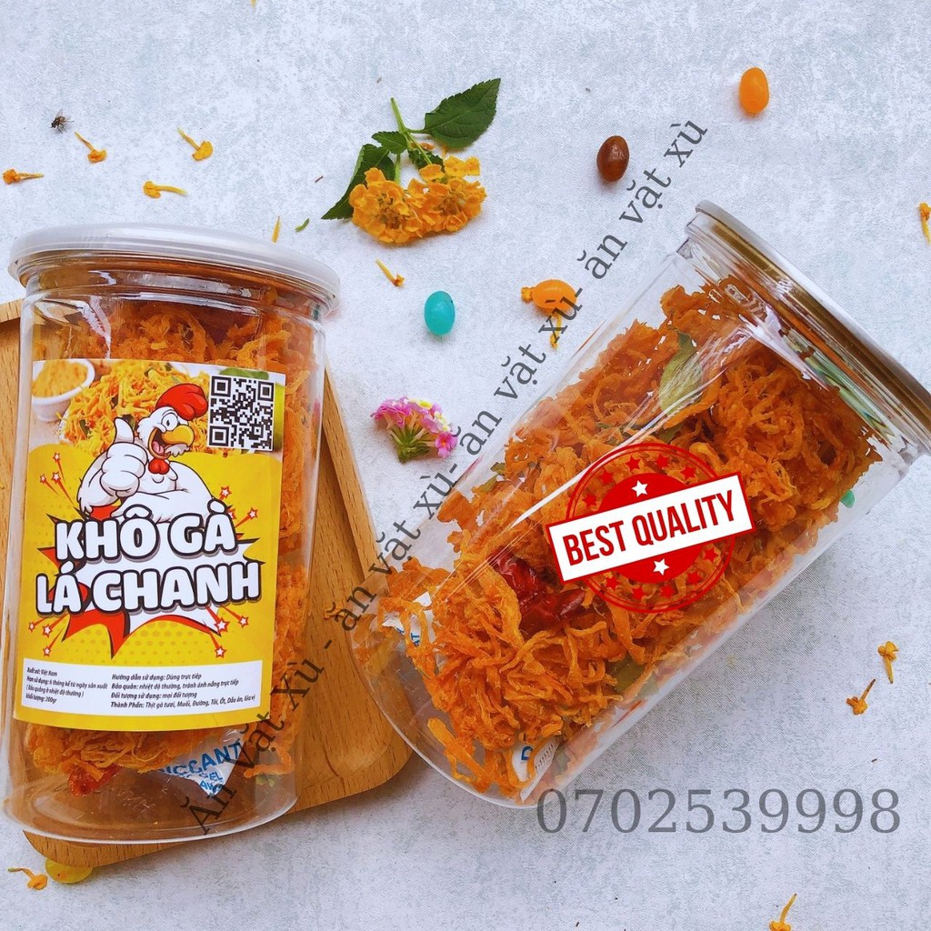 Khô Gà Lá Chanh Hũ Pet 300g xé cay siêu ngon Ăn Vặt Xù
