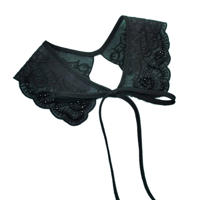 Yoioi Khăn Choàng Cổ Giả Thêu Ren Đính Hạt Và Hoa Mini Ngọt Ngào Có Thể Tháo Rời Trang Trí Phong Cách