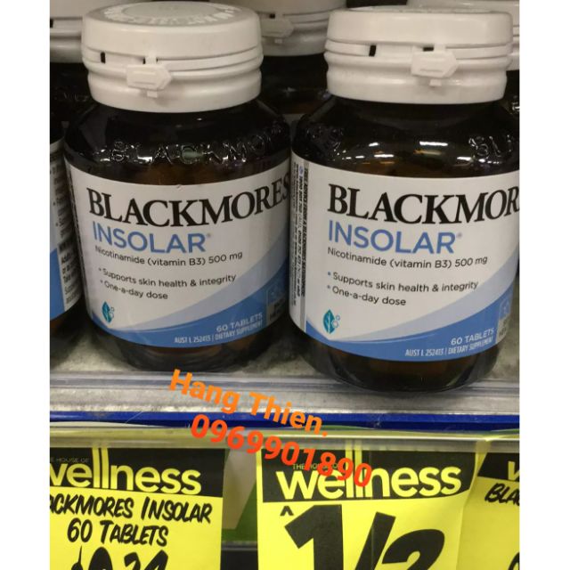 (Đủ bill)  Viên uống đẹp da bổ sung vitamin B3 - Blackmores Insolar 60 viên