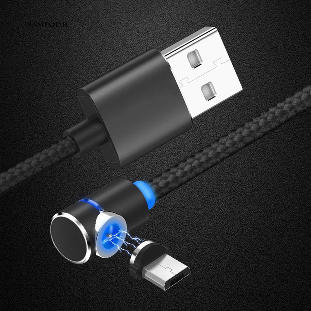 1m 2.1A L Shape Magnetic Head Fast Charge USB Cable for Type-C Micro iPhone