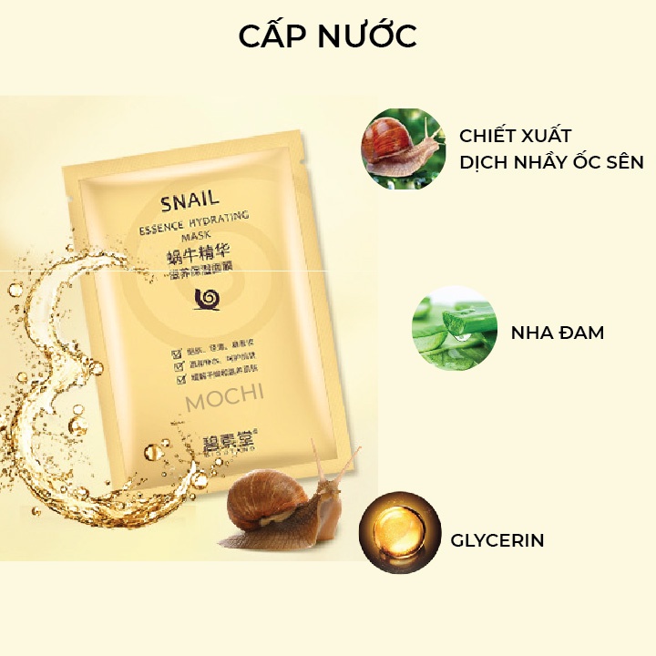 Mặt Nạ Ốc Sên Vàng Collagen Dưỡng Trắng Da l Cấp Ẩm Da Khô l Trẻ Hóa Mask Giấy Đắp Mặt Snail Bisutang Nội Địa MOCHI SHOP