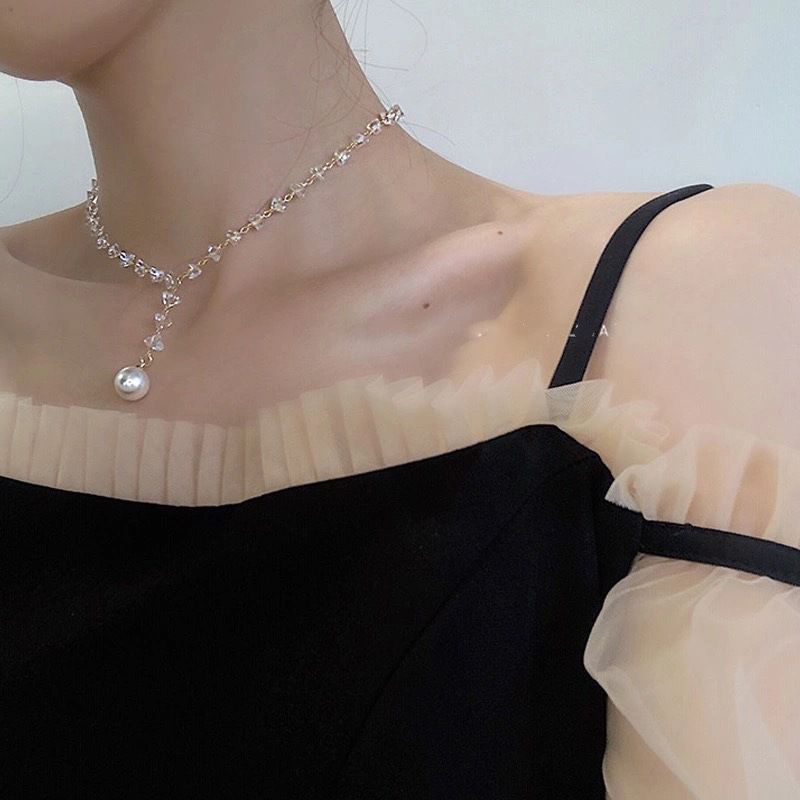 [HOT] VÒNG CỔ DÂY CHUYỀN CHOKER ĐÍNH ĐÁ ĐÍNH HẠT NGỌC NHÂN TẠO THỜI TRANG SANG TRỌNG PHONG CÁCH HÀN QUỐC 222VC055