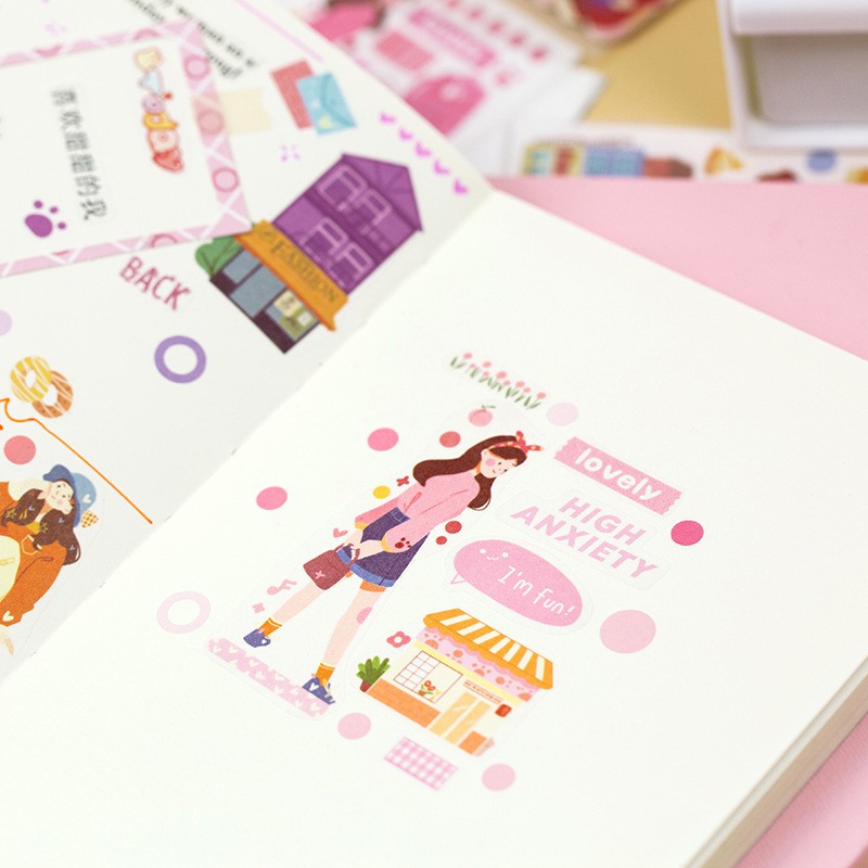 [TẶNG TẤM CHIẾT TAPE] Băng dính giấy washi Cô gái dạng tấm WT304