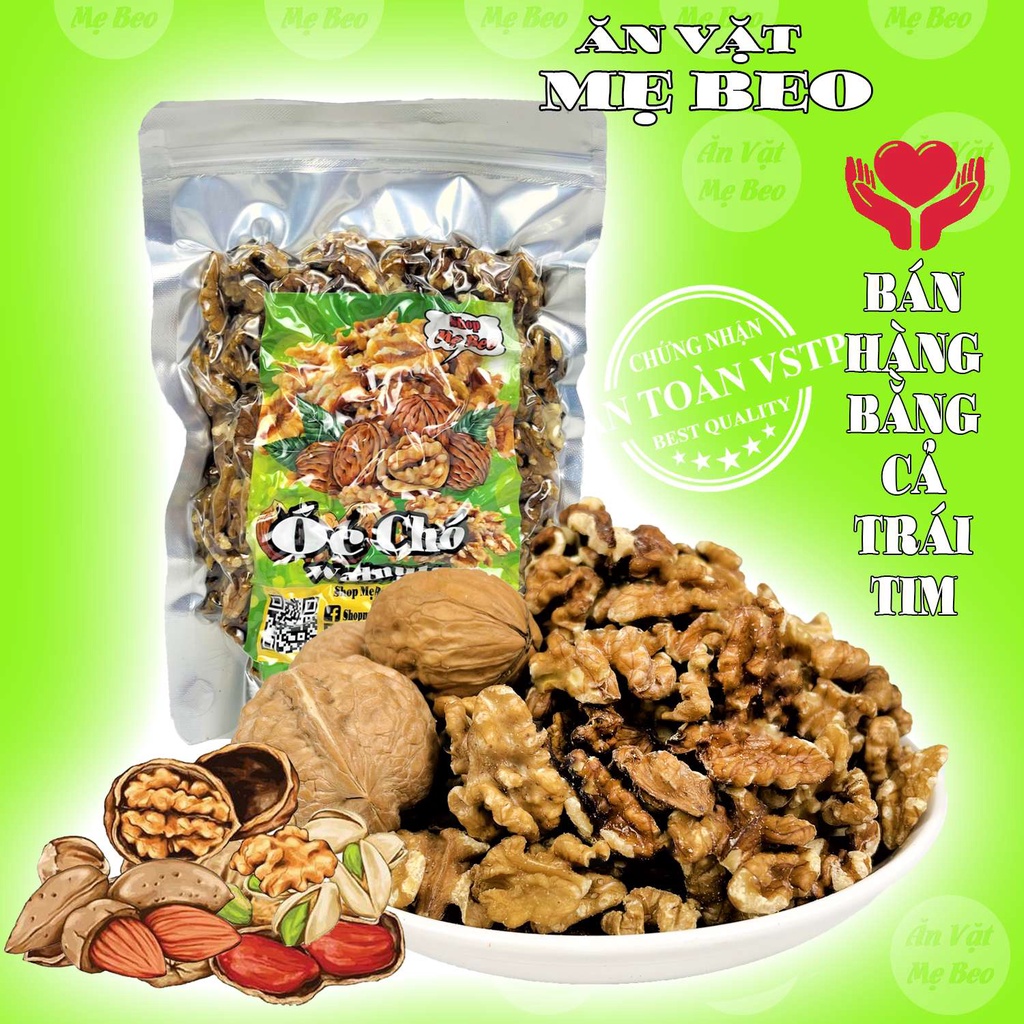 Nhân hạt óc chó Mỹ hữu cơ tươi Sạch vỏ 500g (Ăn Liền Hoặc Chế Biến Tùy Ý)