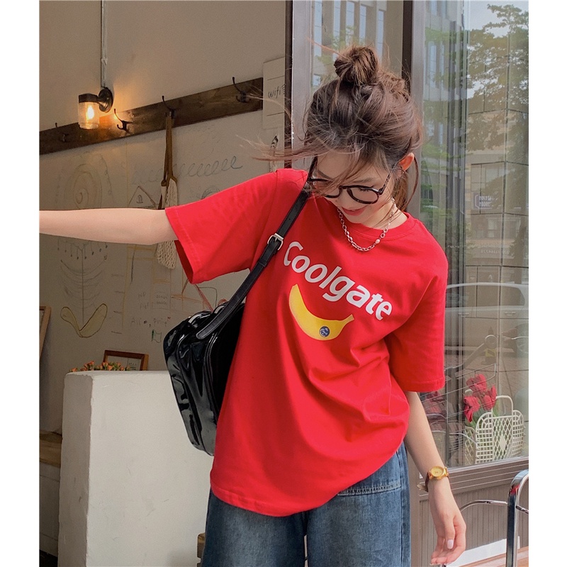 NRVP Áo Thun Nữ Oversize Cổ Tròn Thời Trang Hàn Quốc