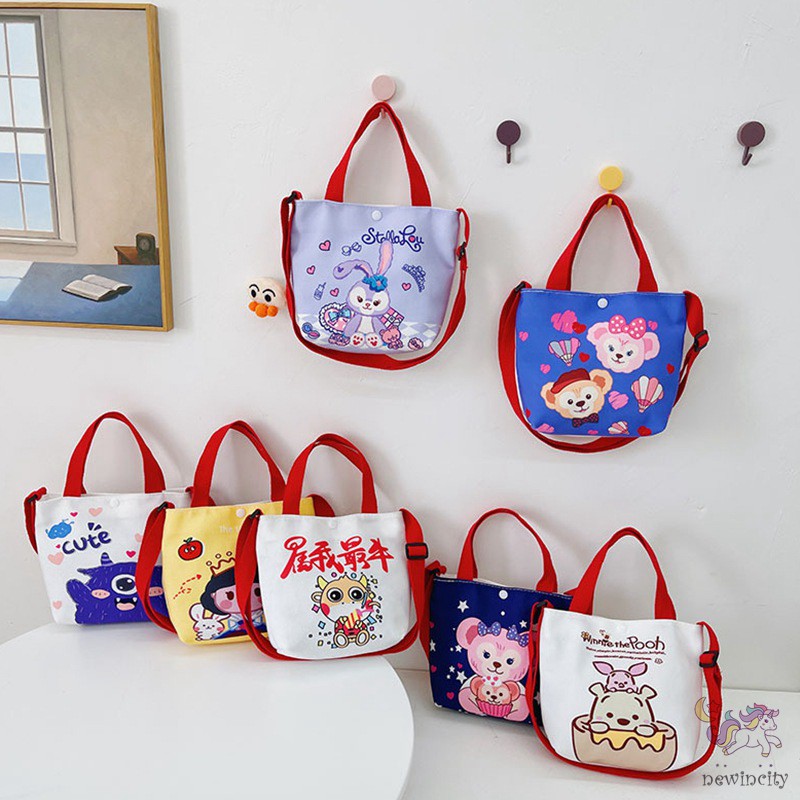 Túi Xách Đeo Vai Vải Bạt Họa Tiết Hoạt Hình Phong Cách Hàn Quốc Đáng Yêu Dành Cho Trẻ