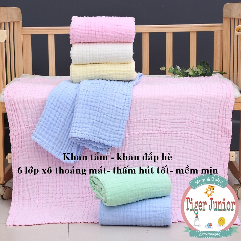 Khăn Tắm Cho Bé, Chăn Đắp 6 Lớp Xô Siêu Mềm, Siêu Thấm, Siêu Thoáng Cho Bé Hàng Cao Cấp KT:105 x105 DD103