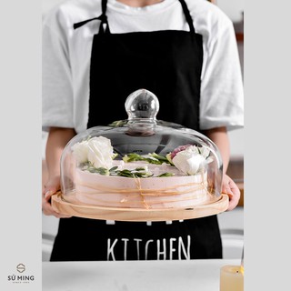 Khay bánh, khay đựng bánh [GỖ TỰ NHIÊN] có lồng chụp kính, cao cấp sang trọng, giao hàng an toàn