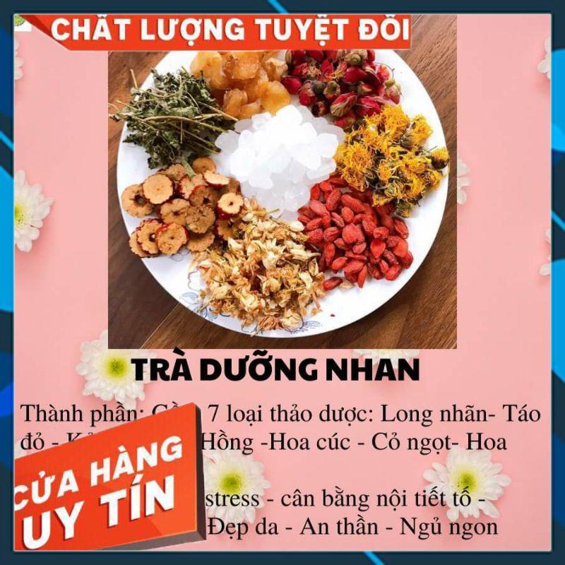 Trà dưỡng nhan 7 vị (gồm táo đỏ -kỳ tử -long nhãn - hoa cúc - hoa hồng - cỏ ngọt - hoa nhài)