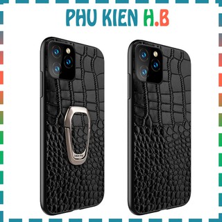 Ốp lưng iphone da bò vân cá sấu cao cấp - lớp da thật mềm dẻo - không bám vân tay - iphone 11/pro/pro max - phụ kiện hb