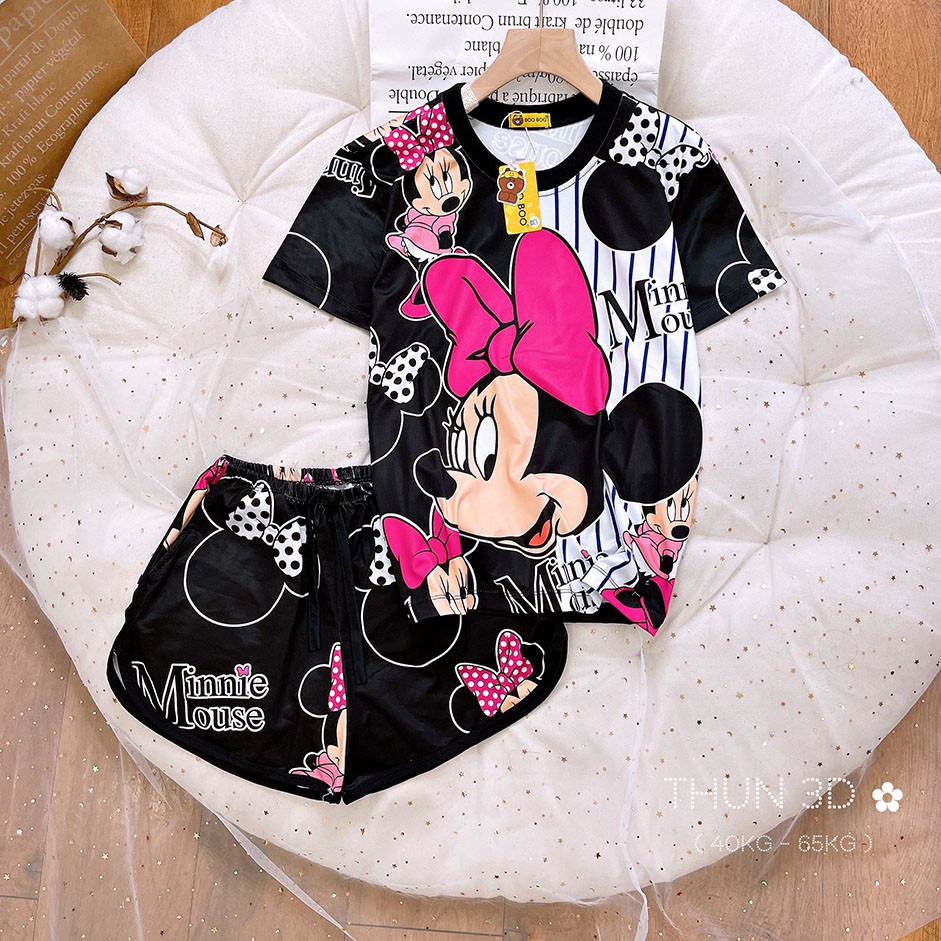 Bộ Ngủ Pijama Thun Lạnh 3D Cao Cấp Tay Ngắn Quần Đùi Họa Tiết Hoạt Hình Dễ Thương P2 | BigBuy360 - bigbuy360.vn