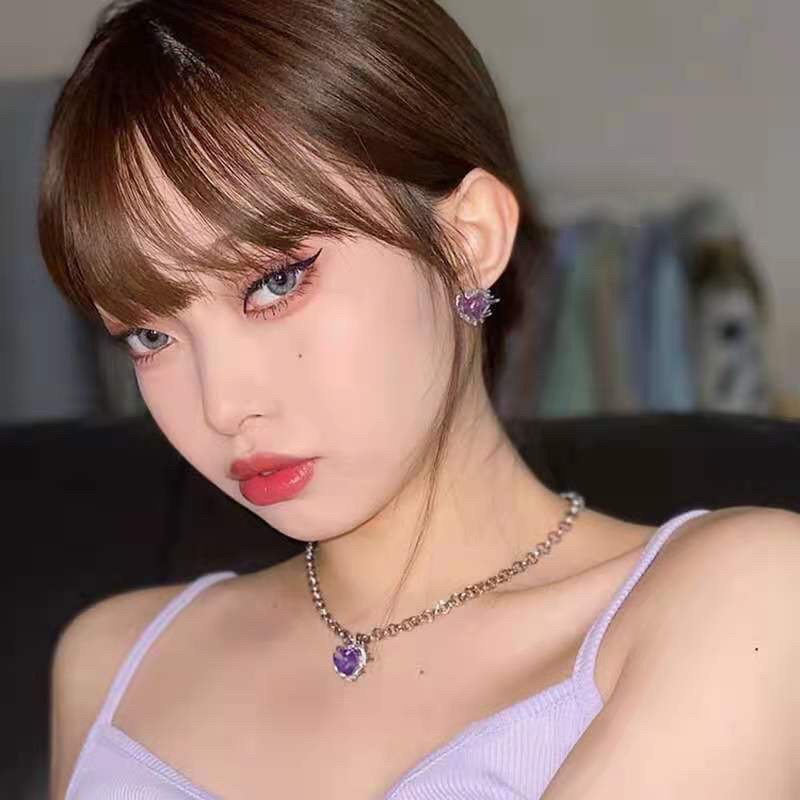 Dây Chuyền Charm Trái Tim Đá Tím - Vani Store [TS000623]