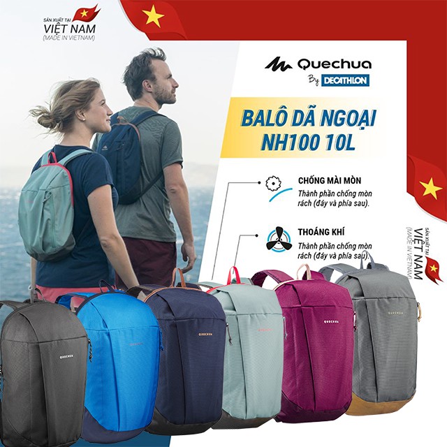 Balo QUECHUA nh100 10 lít tiện dụng cho leo núi, dã ngoại - tím đậm