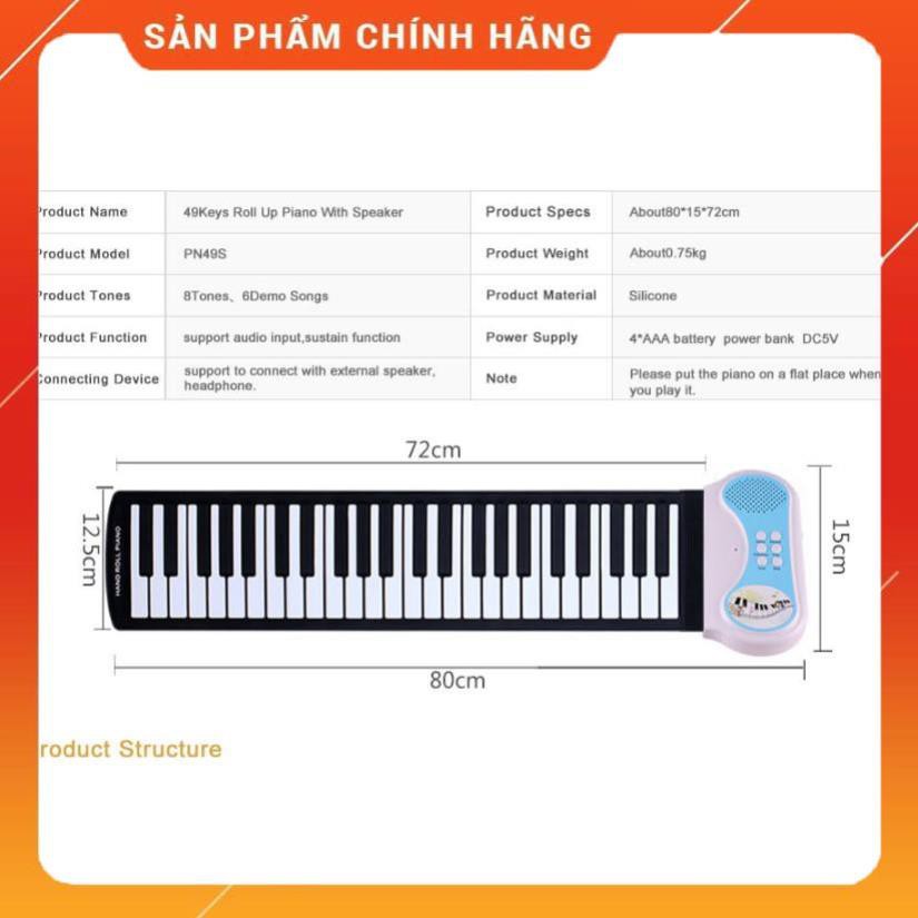 ĐÀN PIANO CUỘN 49 PHÍM PN49S Chính hãng KONIX - Đàn điện cuộn silicon dành cho trẻ em người mới tập
