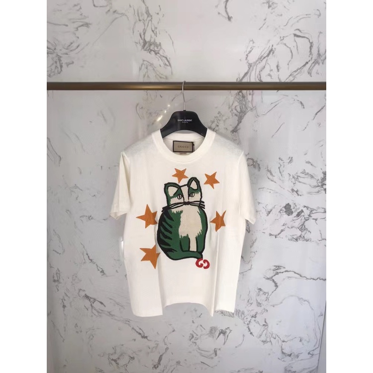Áo Thun Tay Ngắn In Chữ Gucci 21FW Đơn Giản Trẻ Trung
