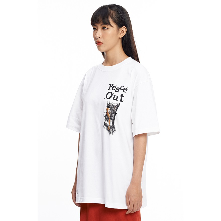 5THEWAY® /peace out/ NEW TEE™ in WHITE aka Áo Thun Trắng Tay Ngắn