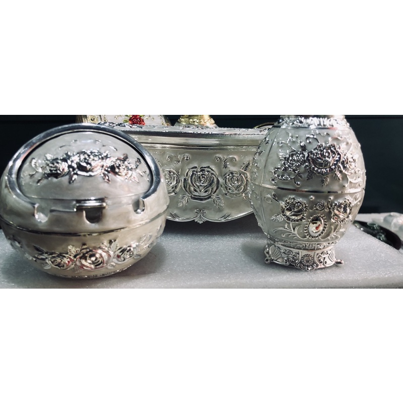 Combo bộ 3 (gạt tàn,lọ tăm,hộp giấy) hợp kim