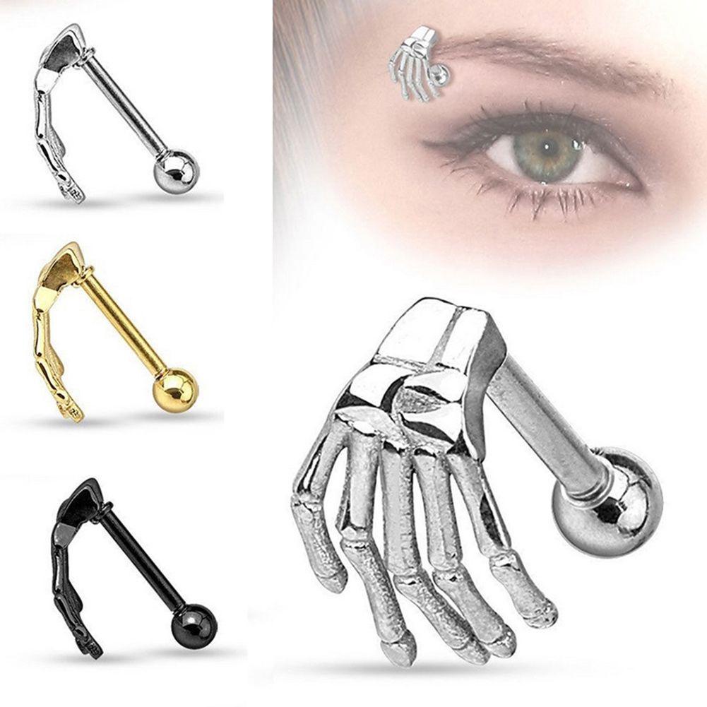 1 Khuyên Tai Kiểu Dàn Giáo Hình Xương Bàn Tay Bằng Thép Không Gỉ