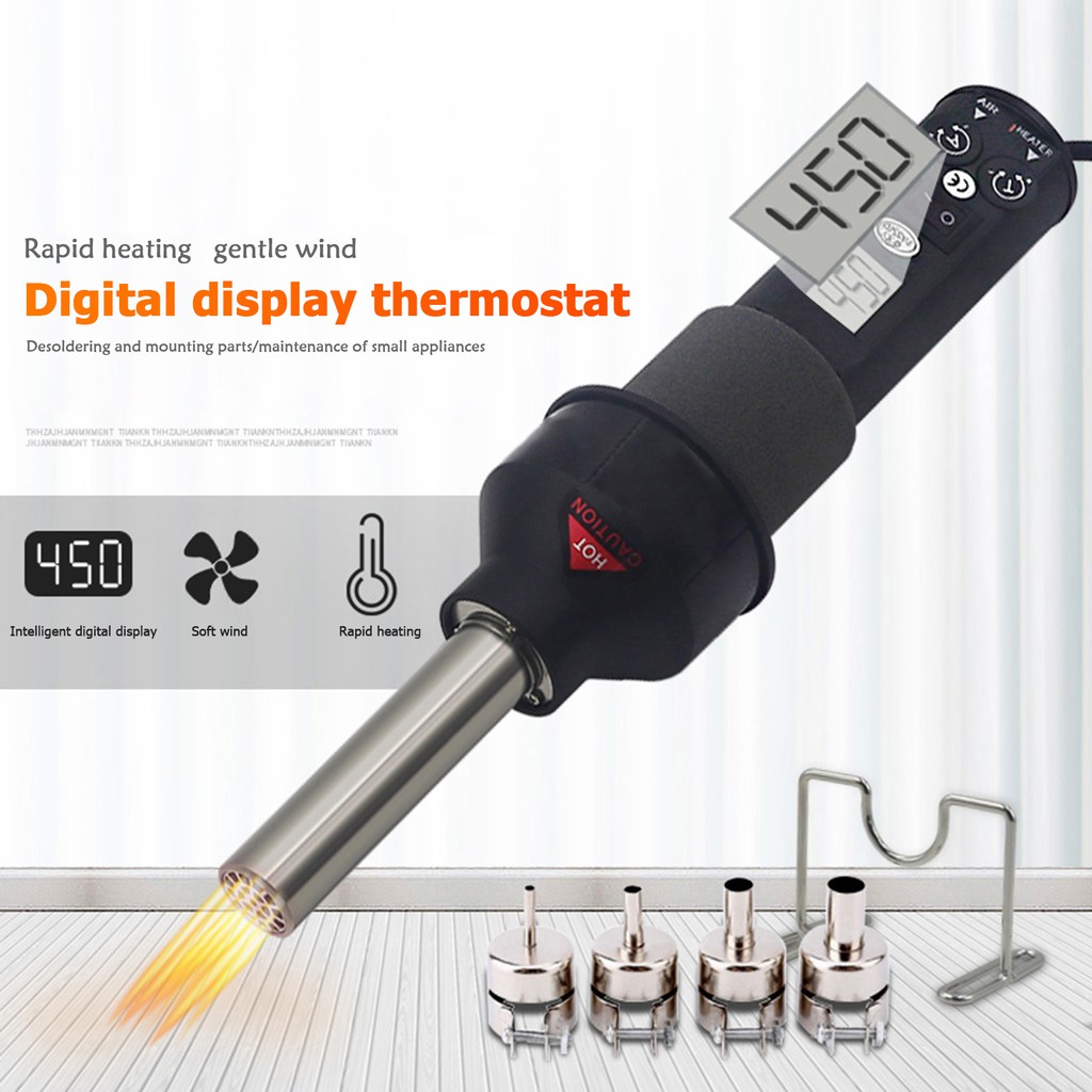 Súng thổi hơi nóng 450W Màn hình kỹ thuật số Micro làm lại Trạm hàn Súng nhiệt (Phích cắm 220V của Vương quốc Anh)
