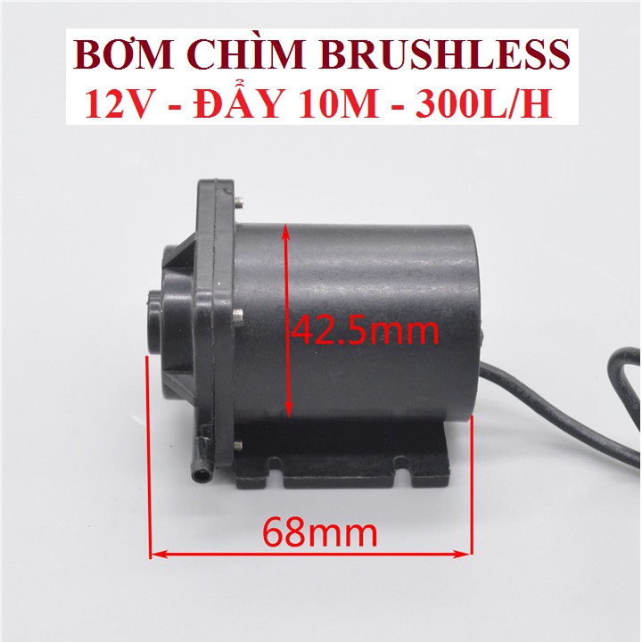 Bơm chìm 12v hoặc 24v Đẩy cao 5m - 600l giờ - Không chổi than