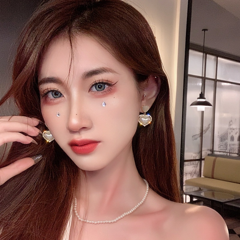 Bông Tai Mạ Bạc 925 Đính Đá Ngọc Trai Nhân Tạo Phong Cách Pháp Ngọt Ngào Cao Cấp Cho Nữ