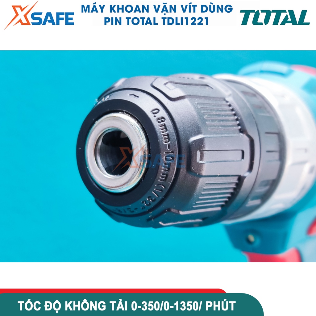 Máy khoan cầm tay dùng pin Total TDLI1221 12V tốc độ 1350v/p, máy siết vít dùng pin lực siết 25nm - chính hãng