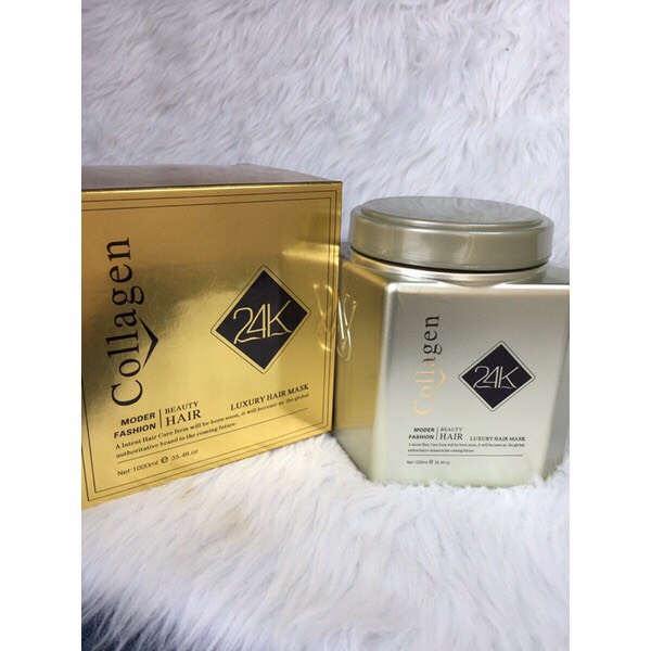 Kem Ủ Tóc  Collagen Vàng 24k  1000ML  Siêu Mềm Mượt Tóc, Phục Hồi tóc hiệu quả