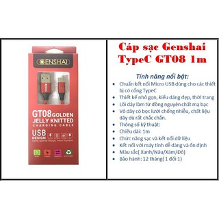 Cáp USB Type-C Genshai GT08
