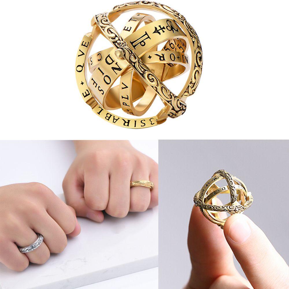 JONYE Nhẫn Cặp Hình Quả Bóng Thiên Văn Học Xoay Được