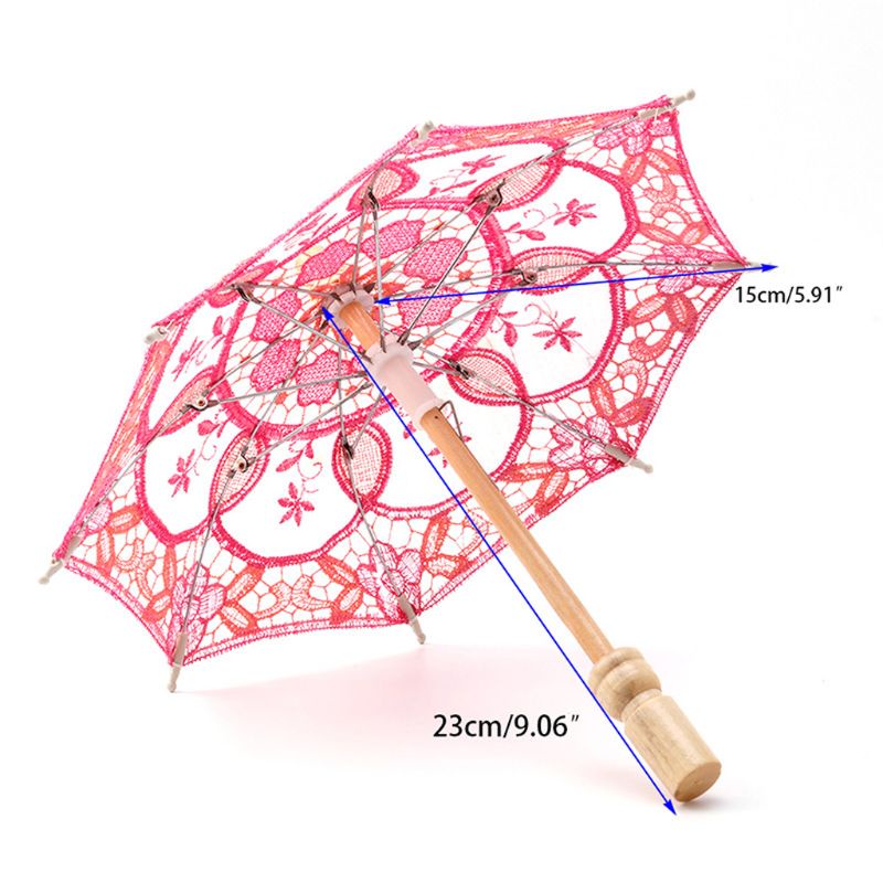 ✿ Dù Che Nắng Mưa 15cm Thêu Ren Thời Trang Cho Cô Dâu