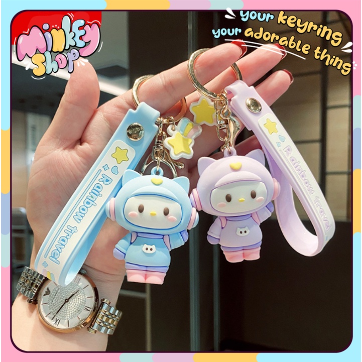 Móc Khóa Cao Cấp Hình Rainbow Cute phụ kiện Túi Xách dễ thương -Minkey