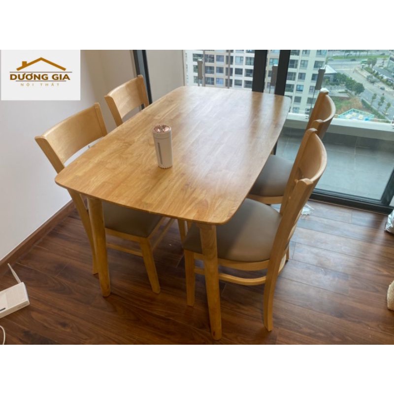 Bộ Bàn Ăn Kèm 4 Ghế Bọc Nệm - Gỗ cao su - miễn phí giao hàng