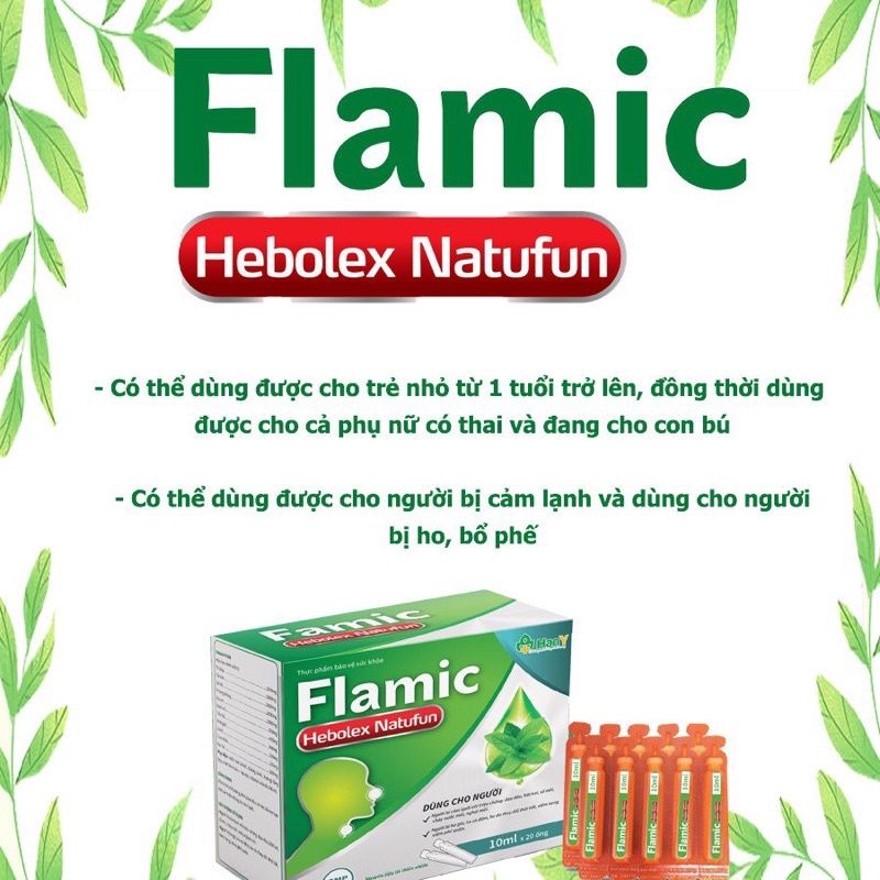 Flamic Hebolex Natufun hỗ trợ cảm lạnh, ho do thay đổi thời tiết hộp 20 ống
