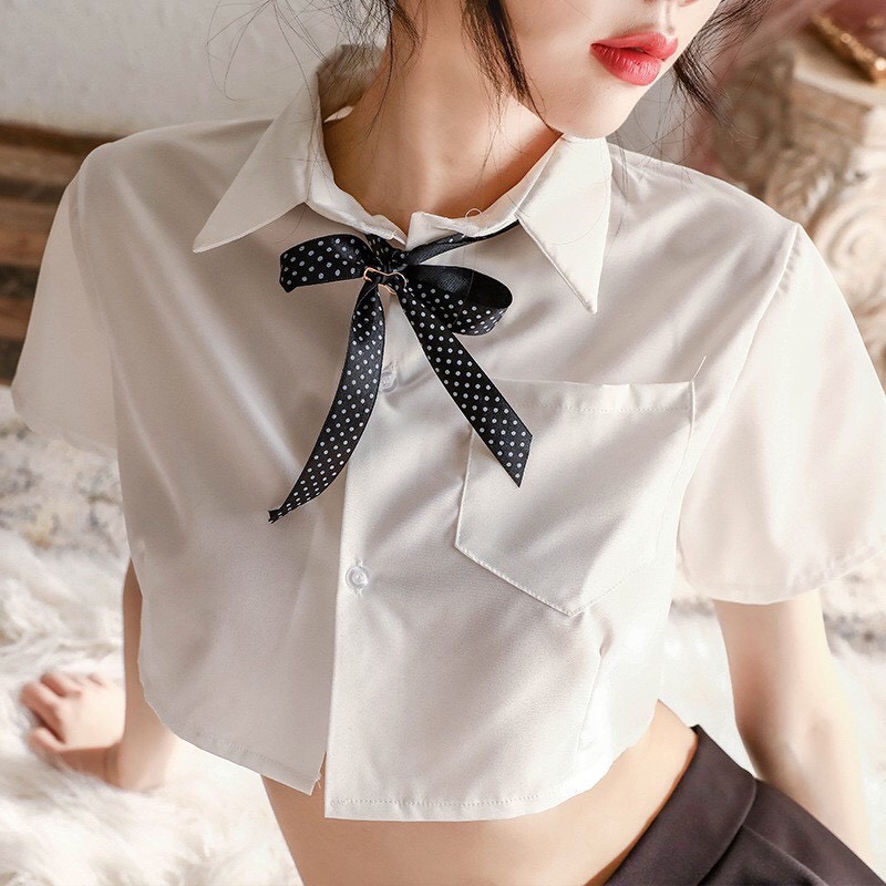 Đồ ngủ cosplay sexy cô nàng nữ sinh croptop nơ ngực gợi cảm