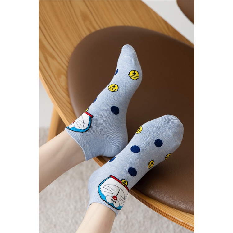 Set 5 tất KOKOROCARE YQ-03 vải cotton ống ngắn họa tiết Doraemon 1 kích thước dành cho thanh thiếu niên trên 8 tuổi